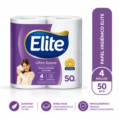 Papel higiénico Elite Ultra Doble Hoja  Soft Touch 4 rollos 50 metros