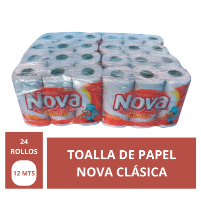 Toalla de Papel Nova clásica 24 rollos 12 metros