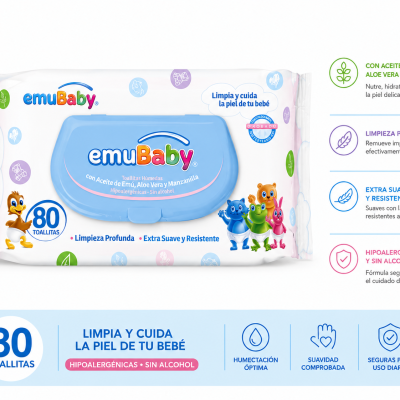 Toallas Húmedas EMUBABY 80 unidades
