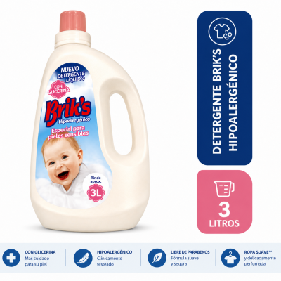 Detergente Liquido Hipoalergénico Briks 3 litros