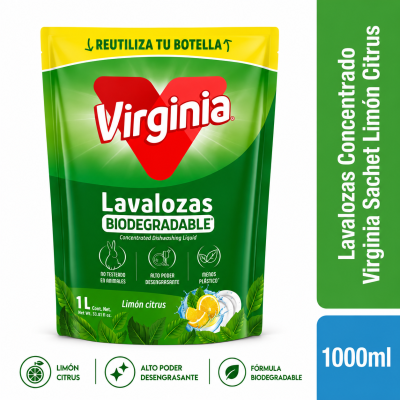 Lavalozas Concentrado Limón recarga Virginia 1 litro