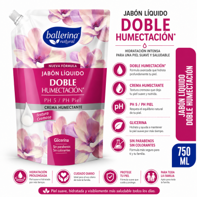 Jabón Líquido ballerina Doble Humectación 750 ml