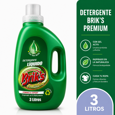 Detergente Premium con Gel Activo Briks 3 litros