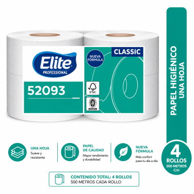 Manga Papel Higiénico Elite Industrial 4 UNIDADES 500 METROS
