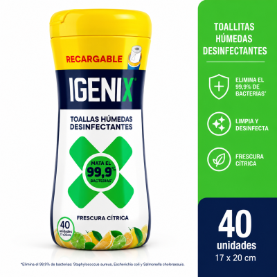 Toallas Húmedas Desinfectantes Igenix 40 unidades