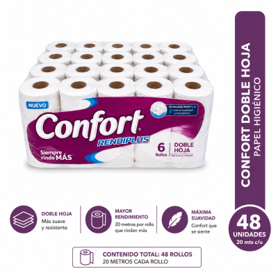 Manga Papel Higiénico Confort Hotelero 48 rollos 20 metros