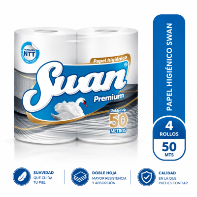 Papel Higiénico SWan Doble Hoja 4 rollos 50 metros