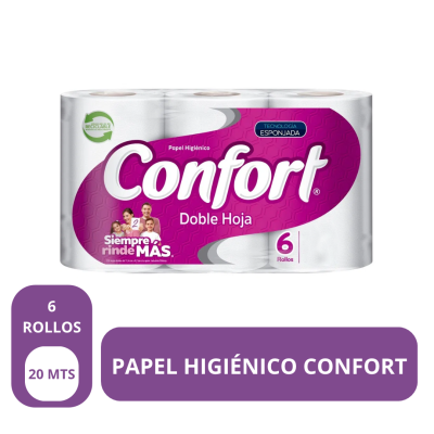 Papel Higiénico Confort 6 rollos 20 metros