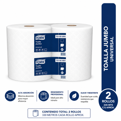 TOALLA DE PAPEL TORK INDUSTRIAL 2 UNIDADES 250 METROS